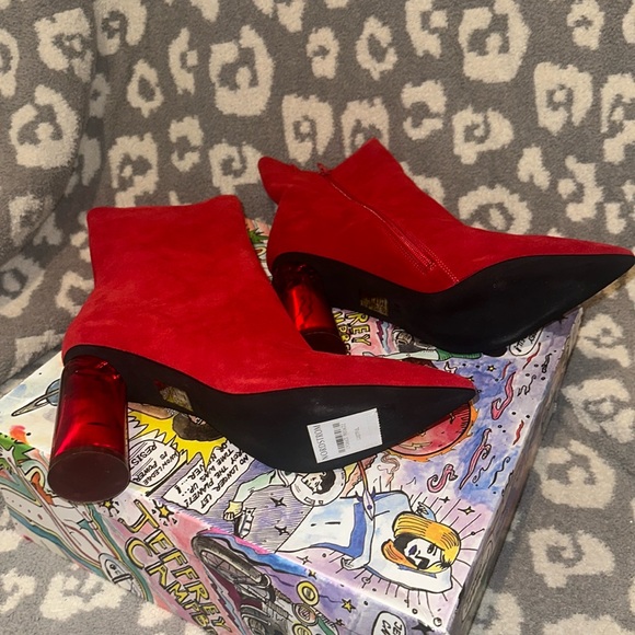 Jeffrey Campbell Lustful Red ❤️ Suede Heeled Booties 😍 New & Never Worn 😍 - Picture 12 of 17